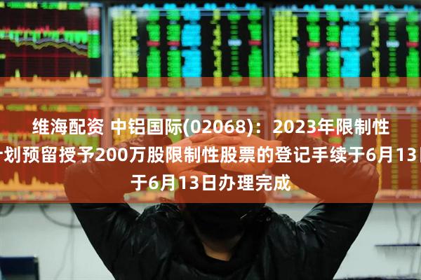 维海配资 中铝国际(02068)：2023年限制性股票激励计划预留授予200万股限制性股票的登记手续于6月13日办理完成